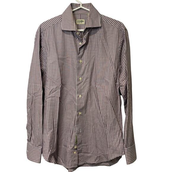 Gitman Bros. Mens‎ Dress Shirt Medium Red Blue Plaid Preppy Nautical USA Made - Picture 1 of 6